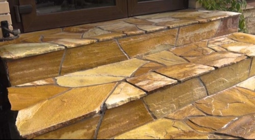 Плитняк златолит жёлтый золотистый для отмостки купить в Сухом Логе